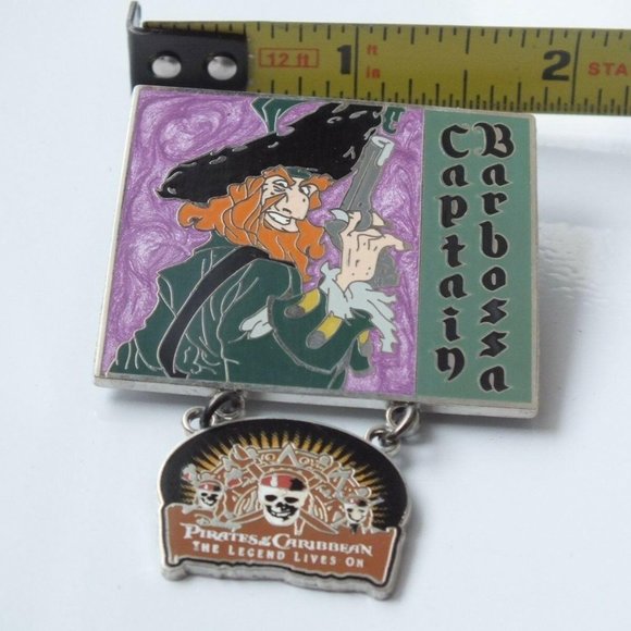 Disney Pirates Of The Caribbean Captain Barbossa Legend Lives On Dangle Pin, LE - Picture 3 of 5
